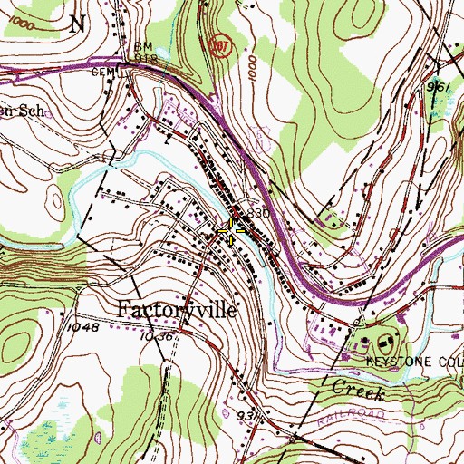 Topographic Map of Factoryville, PA