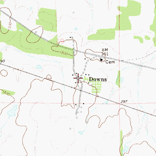 Topographic Map of Downs, AL