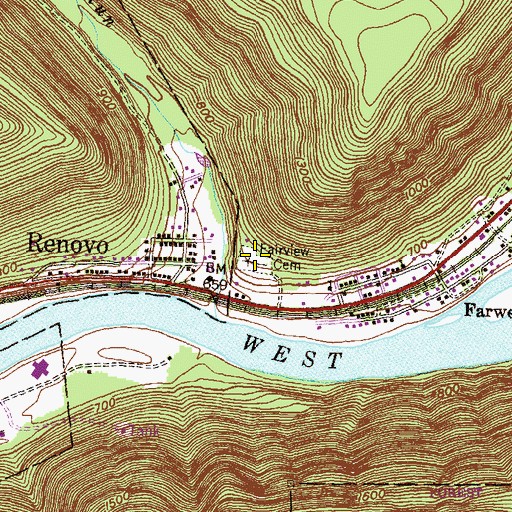 Topographic Map of Fairview Cemetery, PA