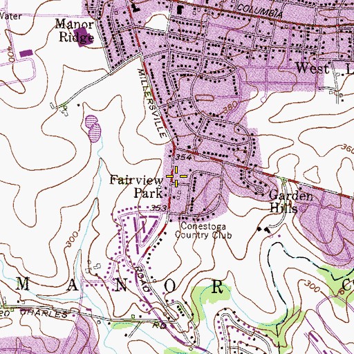 Topographic Map of Fairview Park, PA