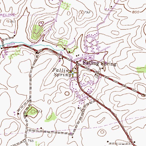Topographic Map of Falling Spring, PA