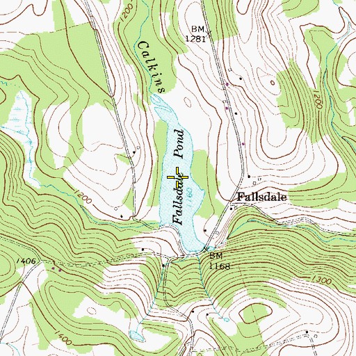 Topographic Map of Fallsdale Pond, PA
