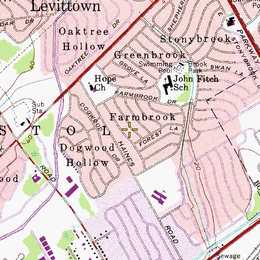Topographic Map of Farmbrook, PA