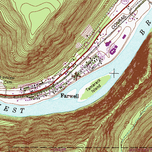 Topographic Map of Farwell, PA