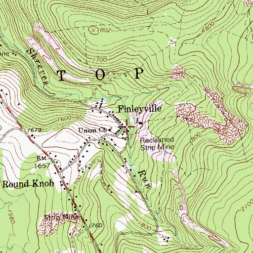 Topographic Map of Finleyville, PA
