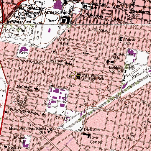 Topographic Map of Fitz Simons Junior High School, PA