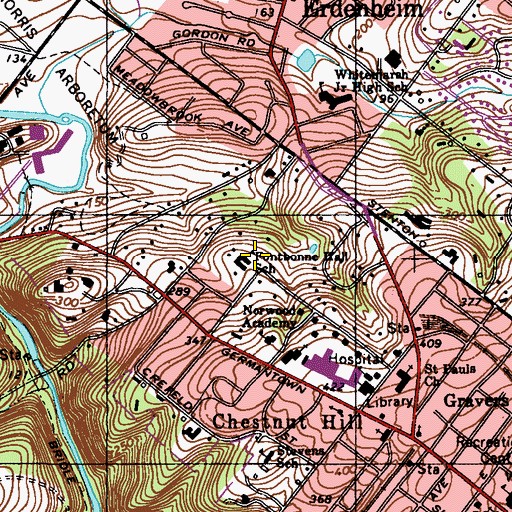 Topographic Map of Fontbonne Hall School, PA