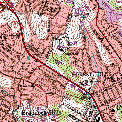 Topographic Map of Forest Hills Park, PA