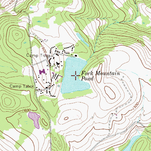 Topographic Map of Fork Mountain Pond, PA