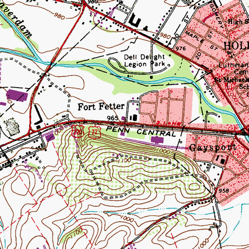 Topographic Map of Fort Fetter, PA
