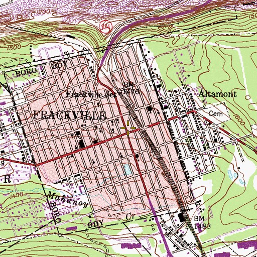 Topographic Map of Frackville, PA