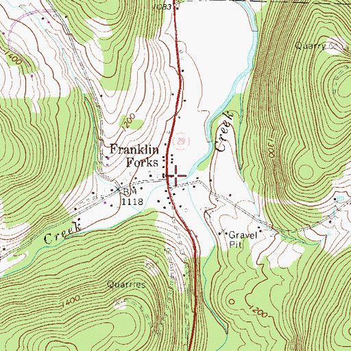 Topographic Map of Franklin Forks, PA