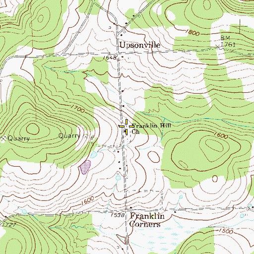 Topographic Map of Franklin Hill Church, PA
