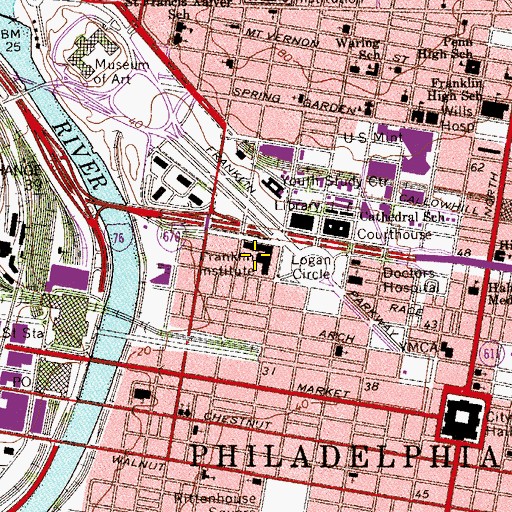 Topographic Map of Franklin Institute, PA