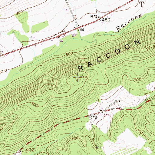 Topographic Map of Raccoon Ridge, PA