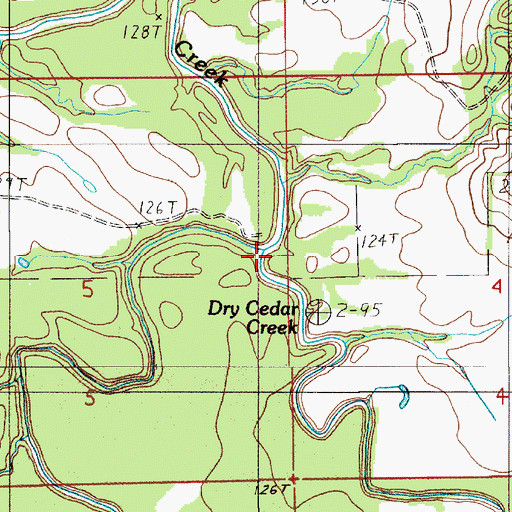 Topographic Map of Dry Cedar Creek, AL