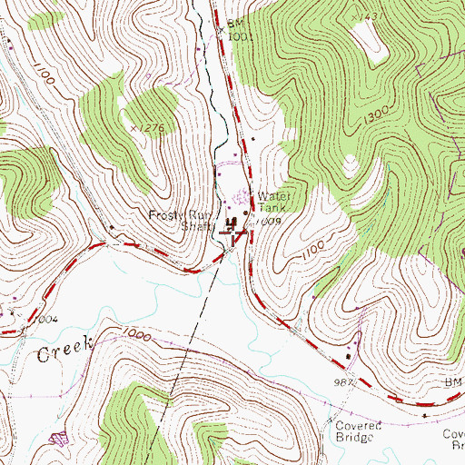 Topographic Map of Frosty Run Shaft, PA