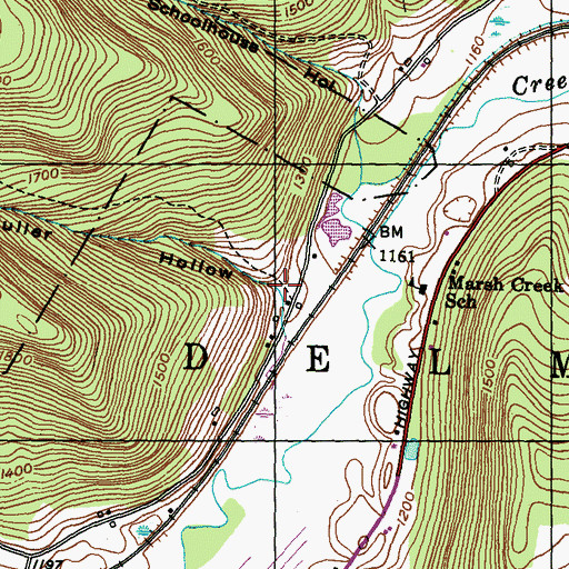 Topographic Map of Fuller Hollow, PA