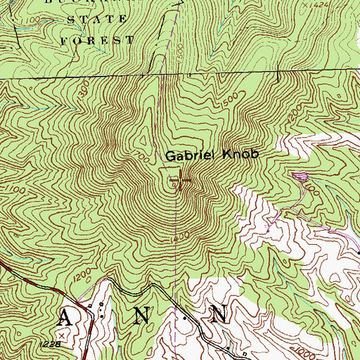 Topographic Map of Gabriel Knob, PA