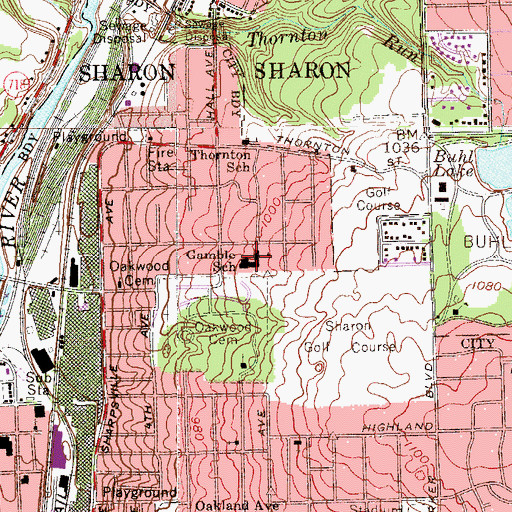 Topographic Map of Gamble School, PA