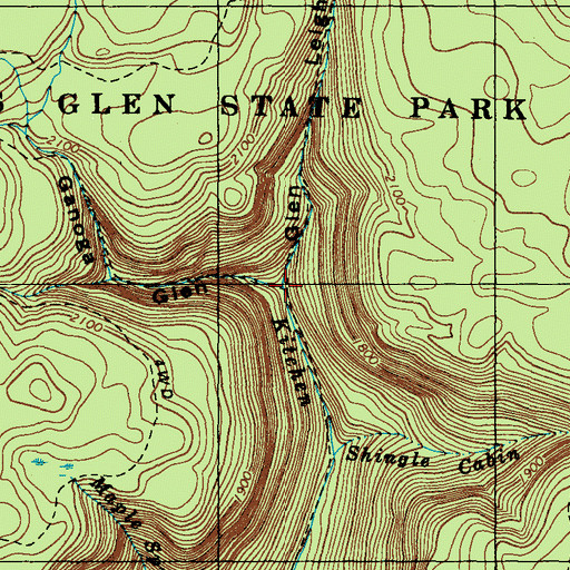 Topographic Map of Ganoga Glen, PA
