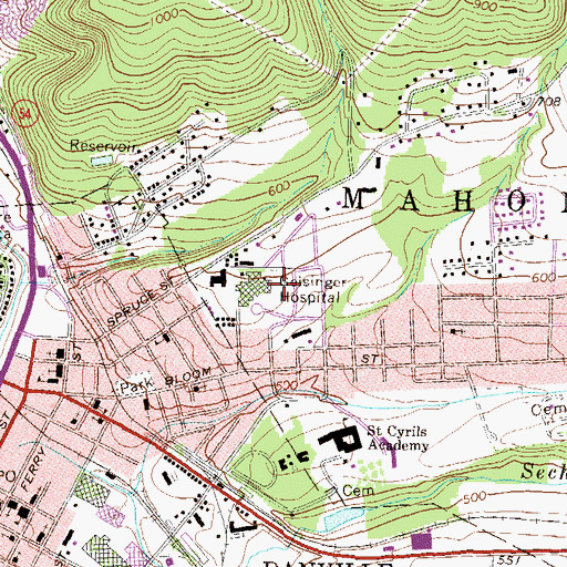 Topographic Map of Geisinger Medical Center, PA