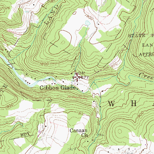Topographic Map of Gibbon Glade, PA