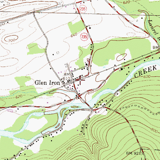 Topographic Map of Glen Iron, PA