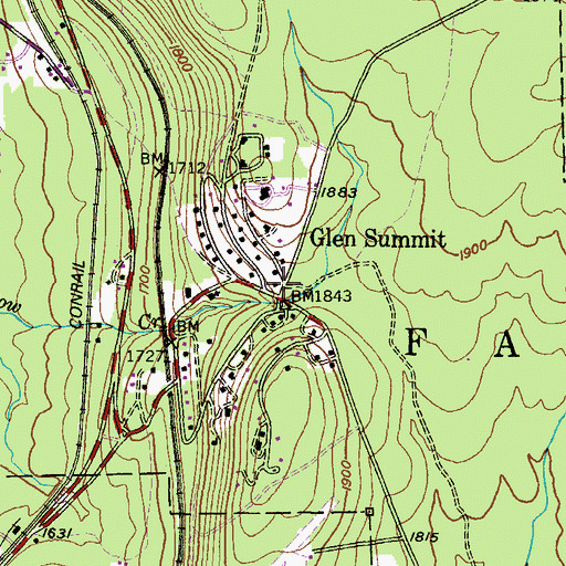 Topographic Map of Glen Summit, PA