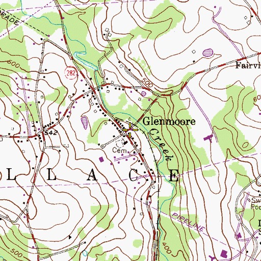 Topographic Map of Glenmoore, PA