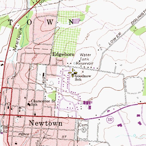 Topographic Map of Goodnow School, PA