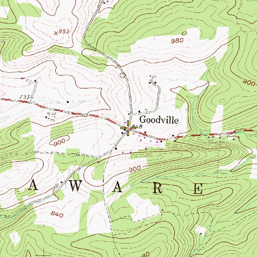 Topographic Map of Goodville, PA