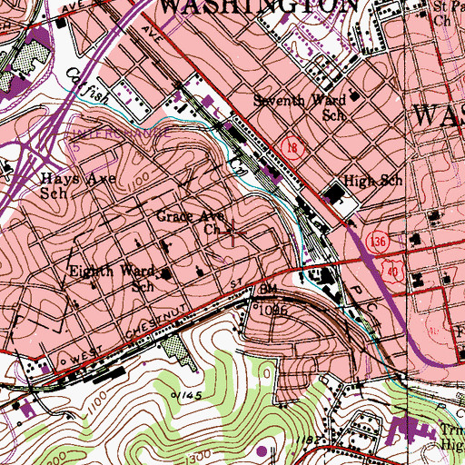 Topographic Map of Grace Avenue Church, PA