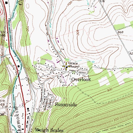 Topographic Map of Grace Chapel, PA