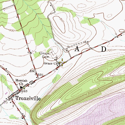 Topographic Map of Grace Church, PA