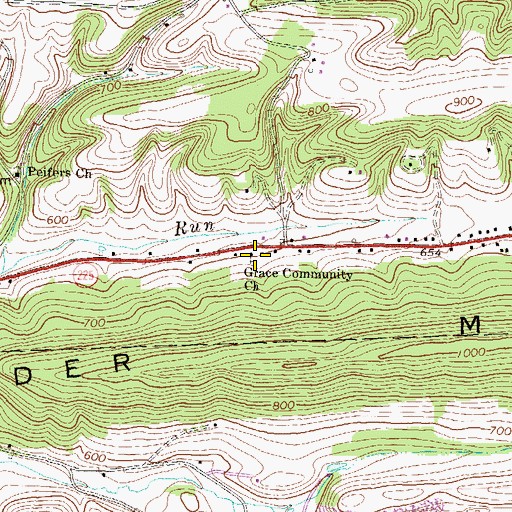 Topographic Map of Grace Community Church, PA