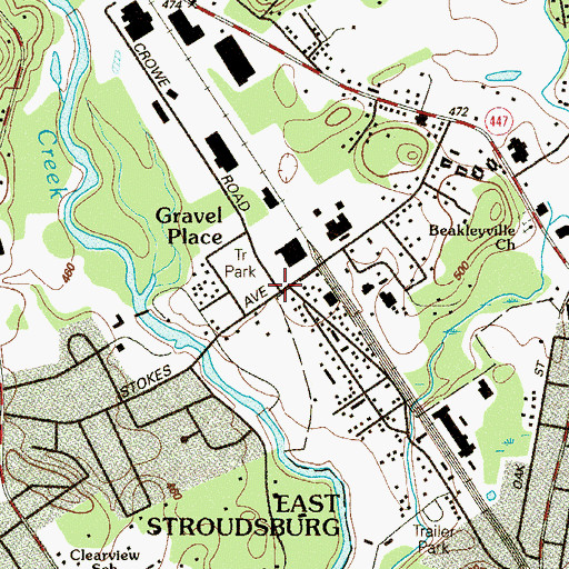 Topographic Map of Gravel Place, PA