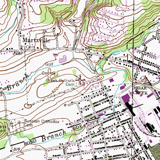 Topographic Map of Greek Catholic Cemetery, PA