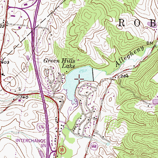 Topographic Map of Green Hills Lake, PA