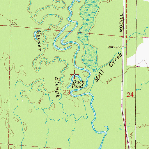 Topographic Map of Duck Pond, AL