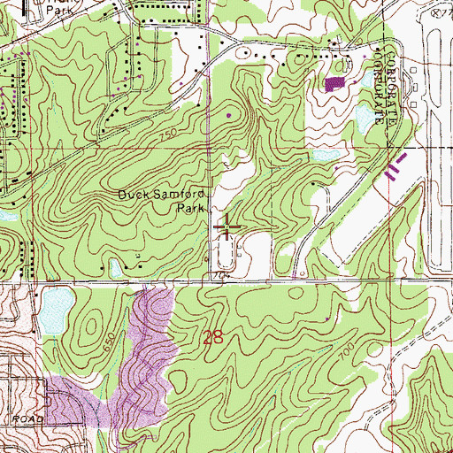 Topographic Map of Duck Samford Park, AL
