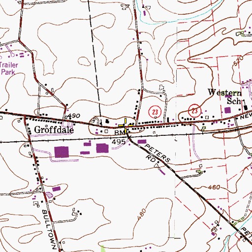 Topographic Map of Groffdale, PA