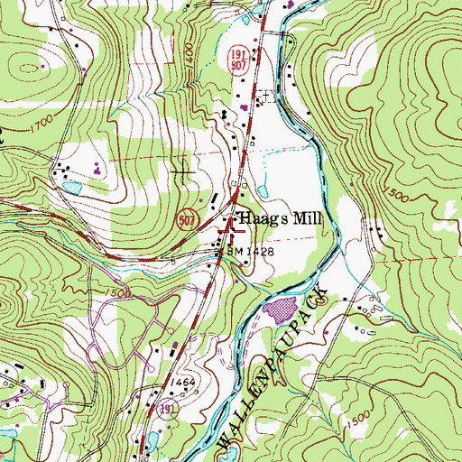 Topographic Map of Haags Mill, PA