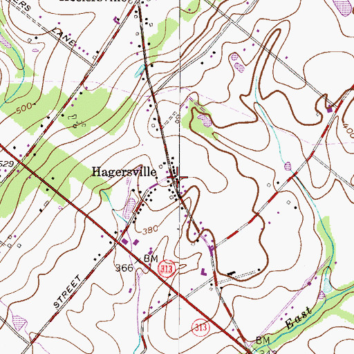 Topographic Map of Hagersville, PA