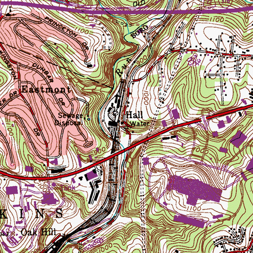 Topographic Map of Hall, PA