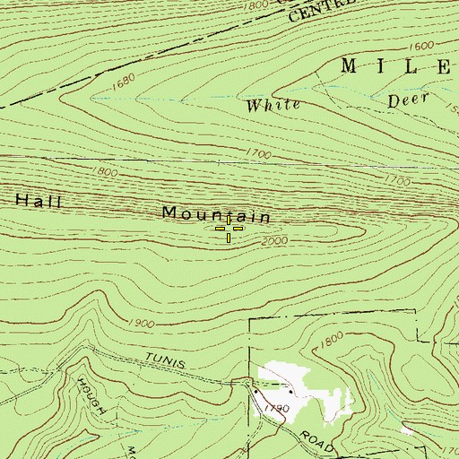 Topographic Map of Hall Mountain, PA
