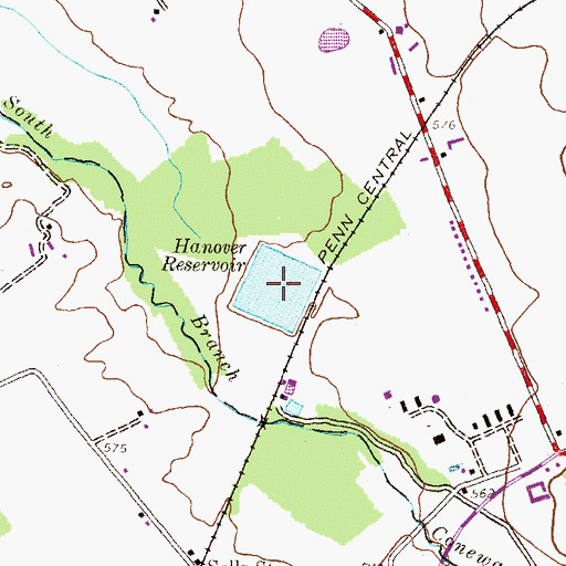 Topographic Map of Hanover Reservoir, PA