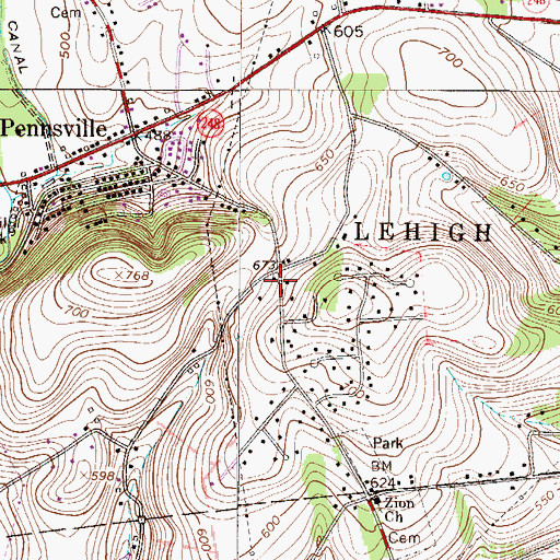 Topographic Map of Harmony Grange, PA