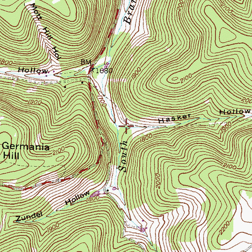 Topographic Map of Hasker Hollow, PA
