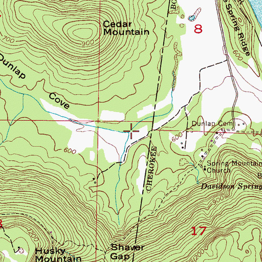 Topographic Map of Dunlap Cove, AL